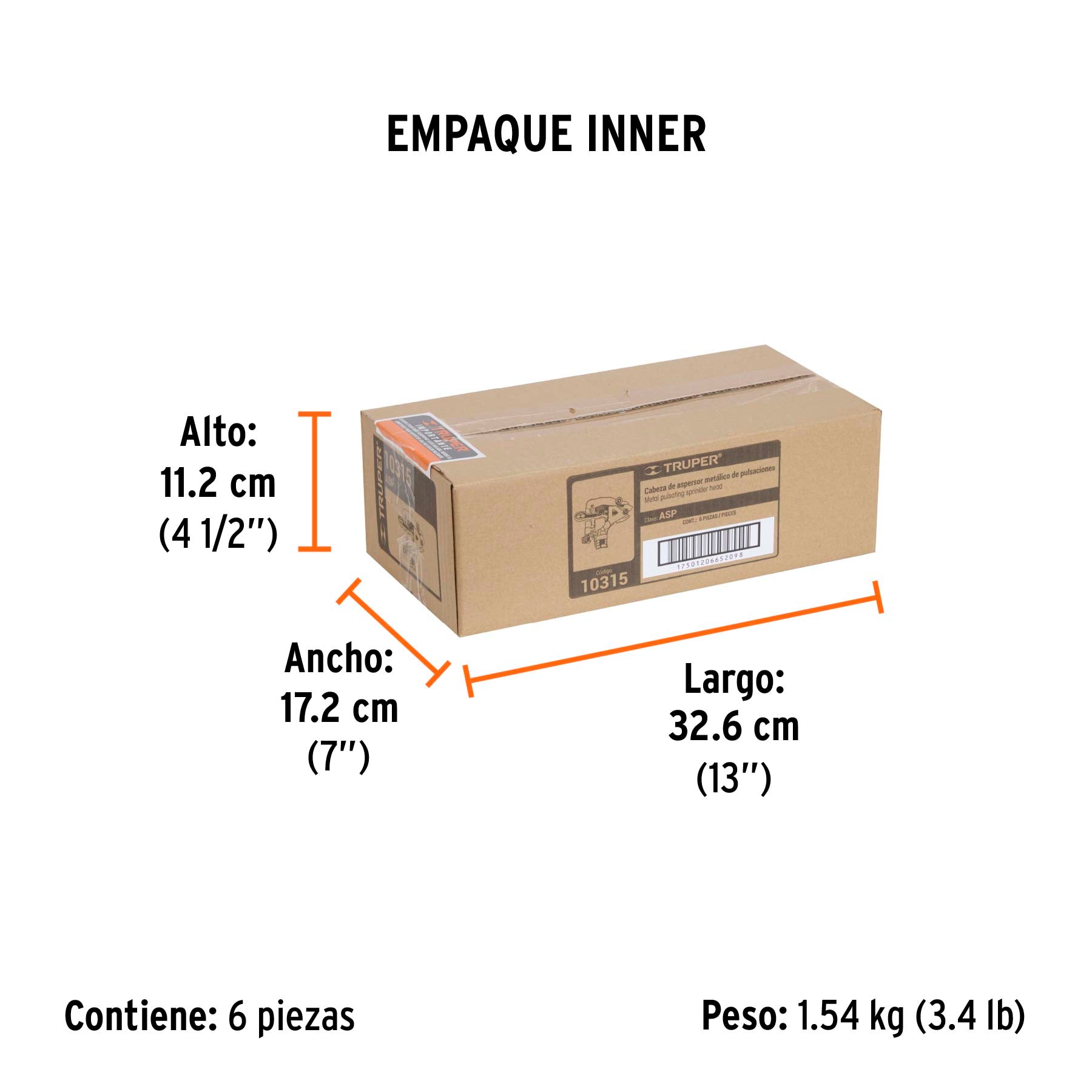 Aspersor metálico, cabeza sola, TRUPER. Modelo: ASP