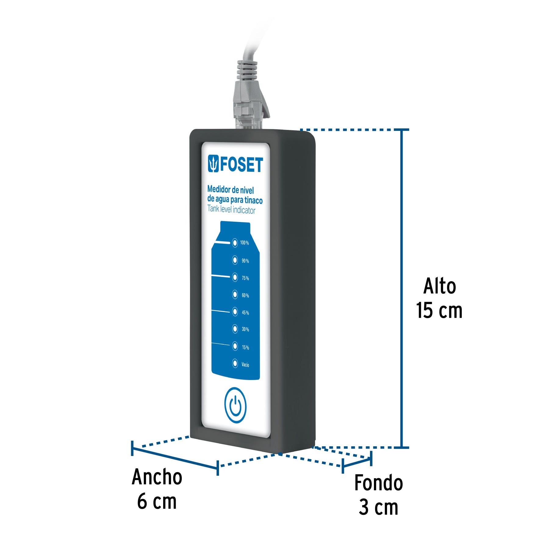 Medidor de nivel de agua para tinaco, FOSET. Modelo: ATIN-007