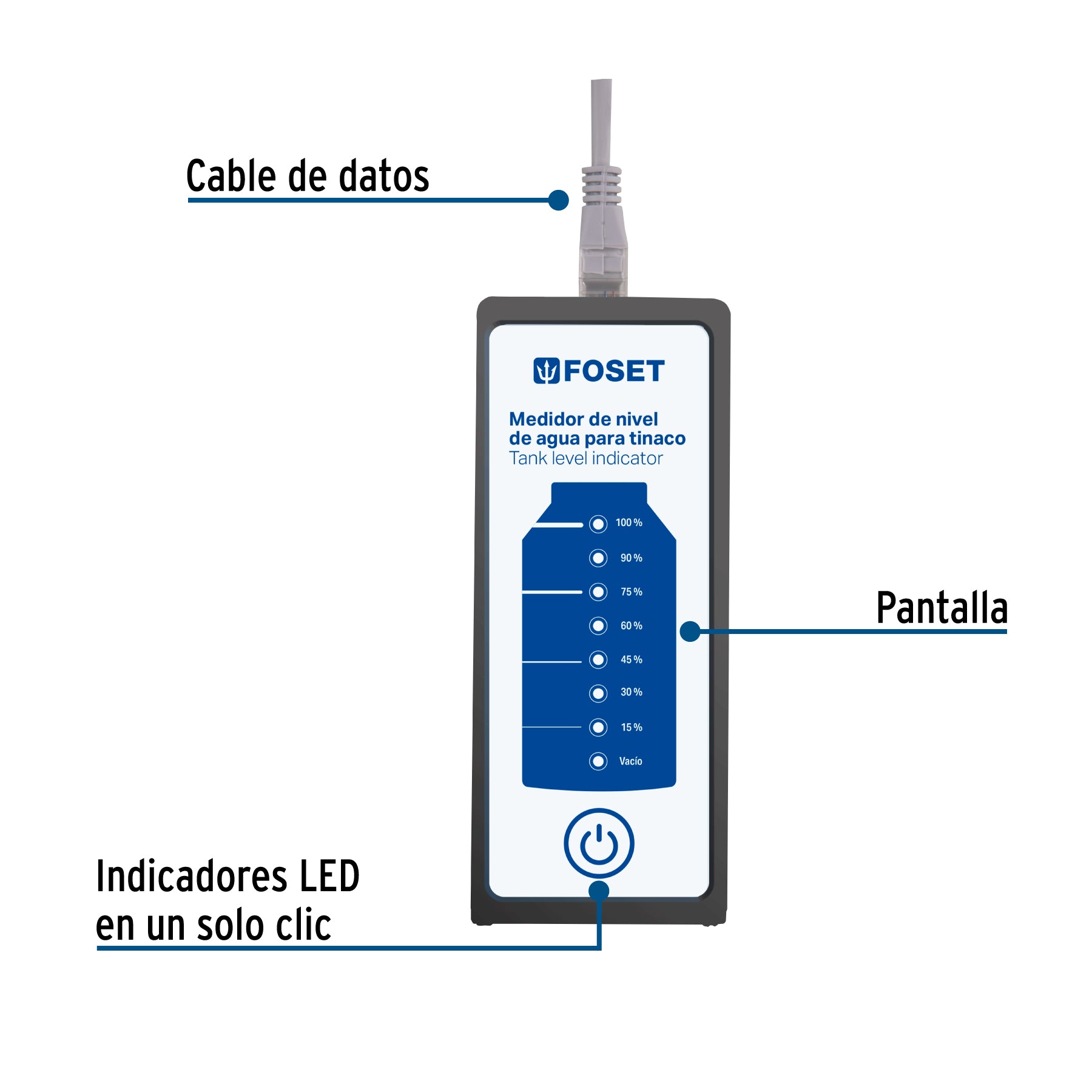 Medidor de nivel de agua para tinaco, FOSET. Modelo: ATIN-007