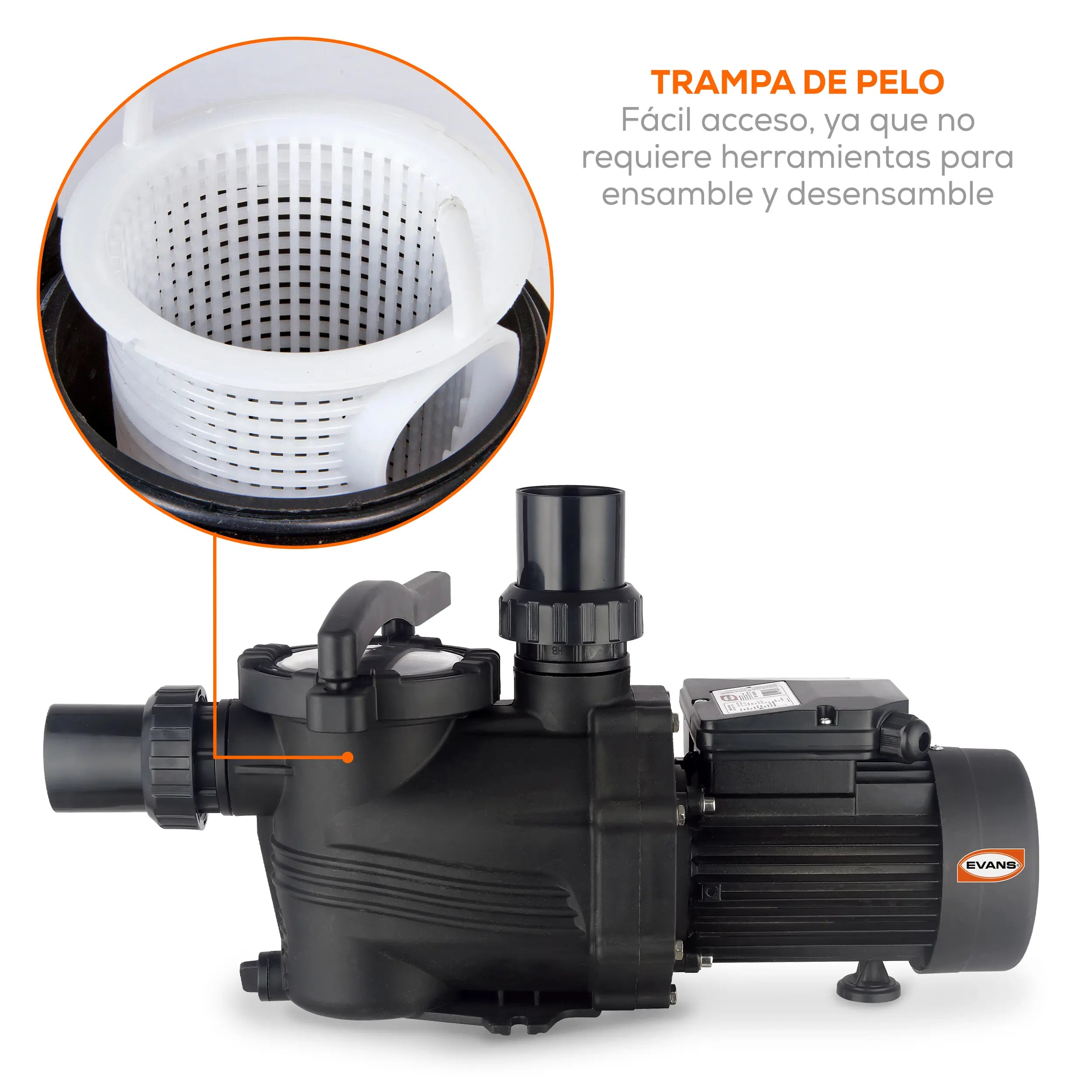 Bomba para alberca 131 L/min Marca EVANS. Modelo: BDP1.5ME050F