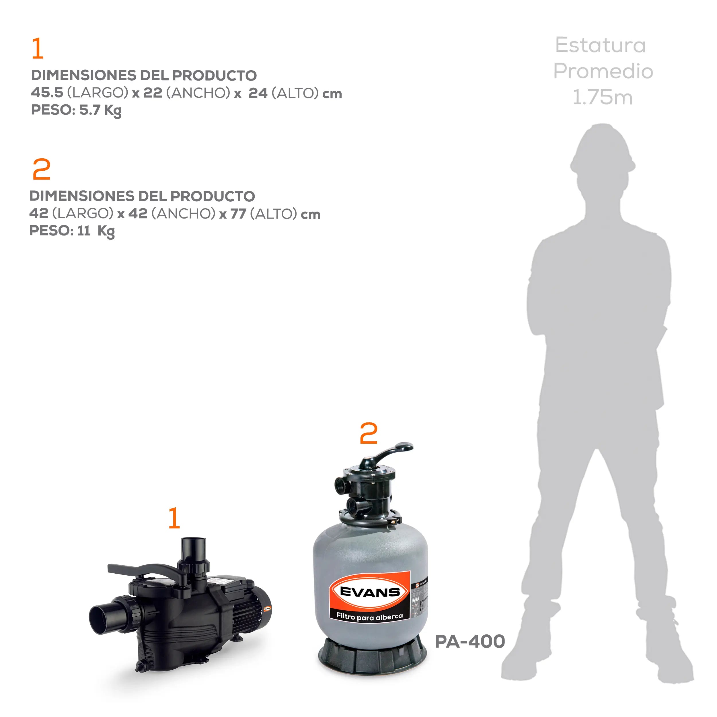 Kit para alberca 63 m3 Marca EVANS. Modelo: KIT-BDP-0.5