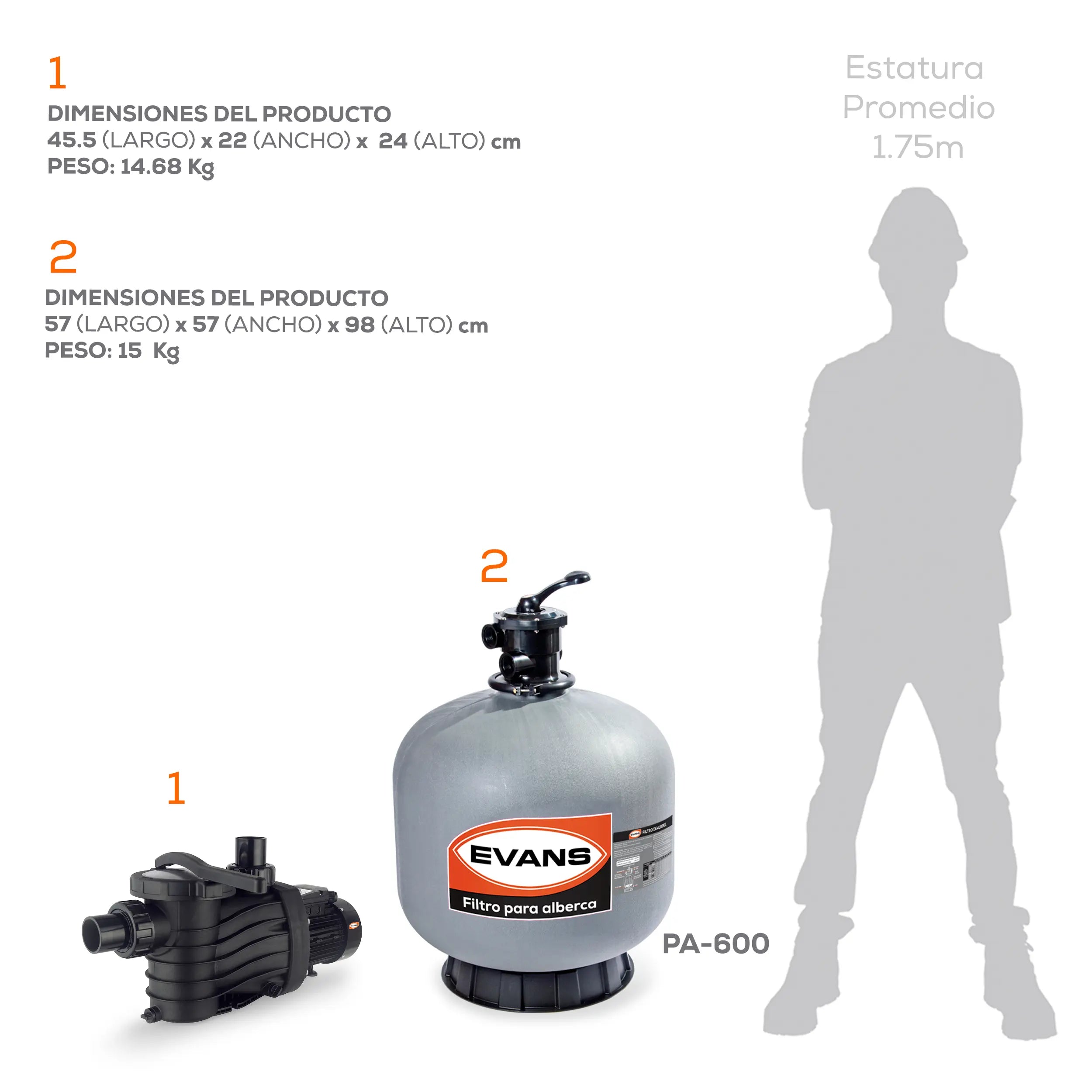 Kit para alberca 84 m3 Marca EVANS. Modelo: KIT-BDP-1