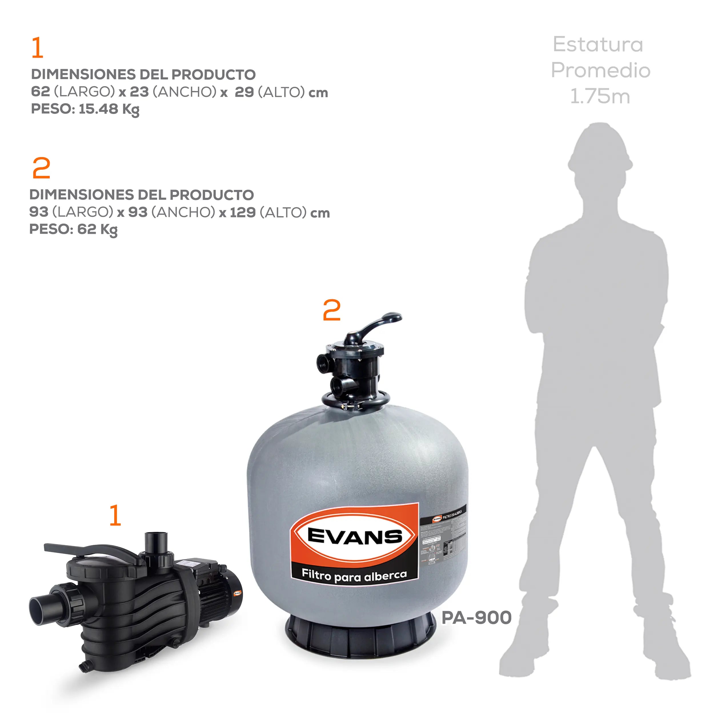 Kit para alberca 156 m3 Marca EVANS. Modelo: KIT-BDP-3