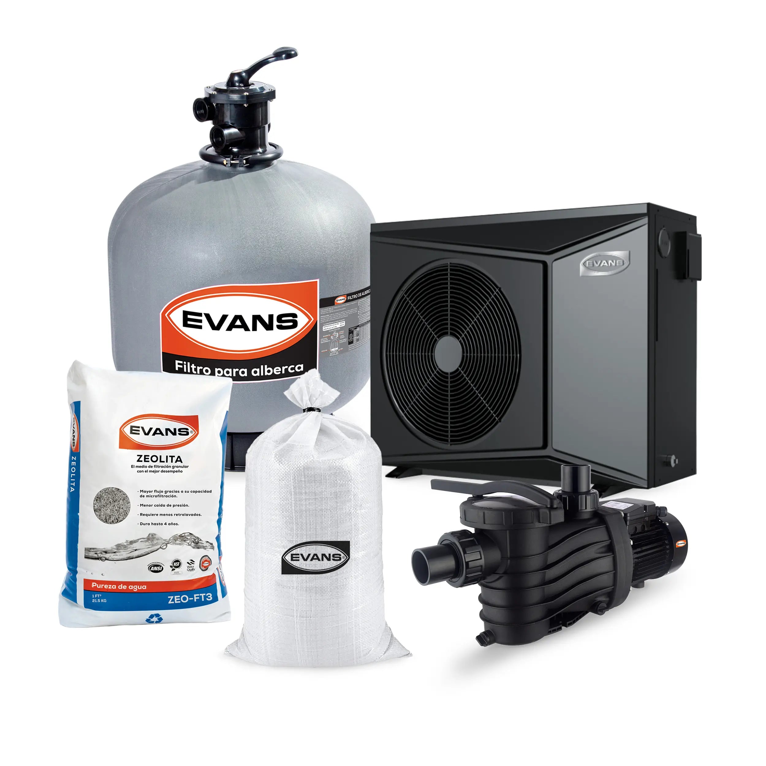 Kit para alberca 84 m3 Marca EVANS. Modelo: KIT-BDP-BDC-1