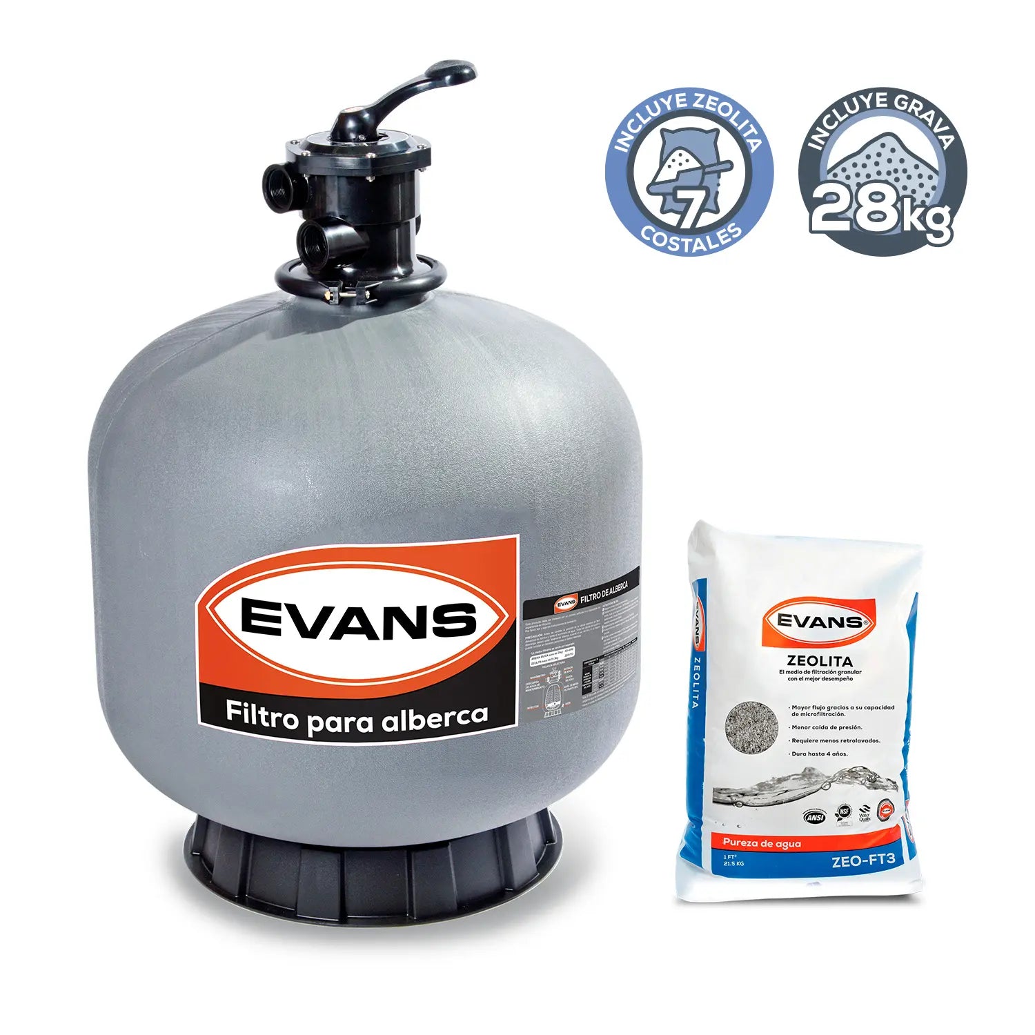 Kit para alberca 220 m3 Marca EVANS. Modelo: KIT-SWIM-2