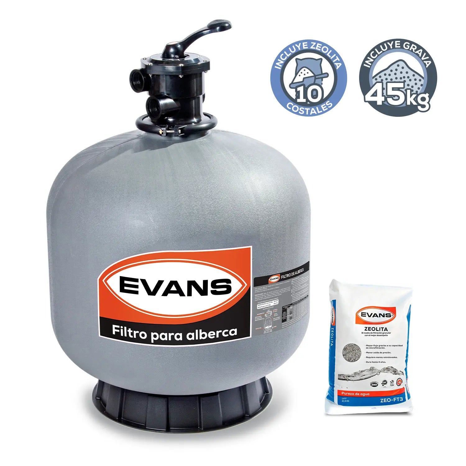 Kit para alberca 300 m3 Marca EVANS. Modelo: KIT-SWIM-3