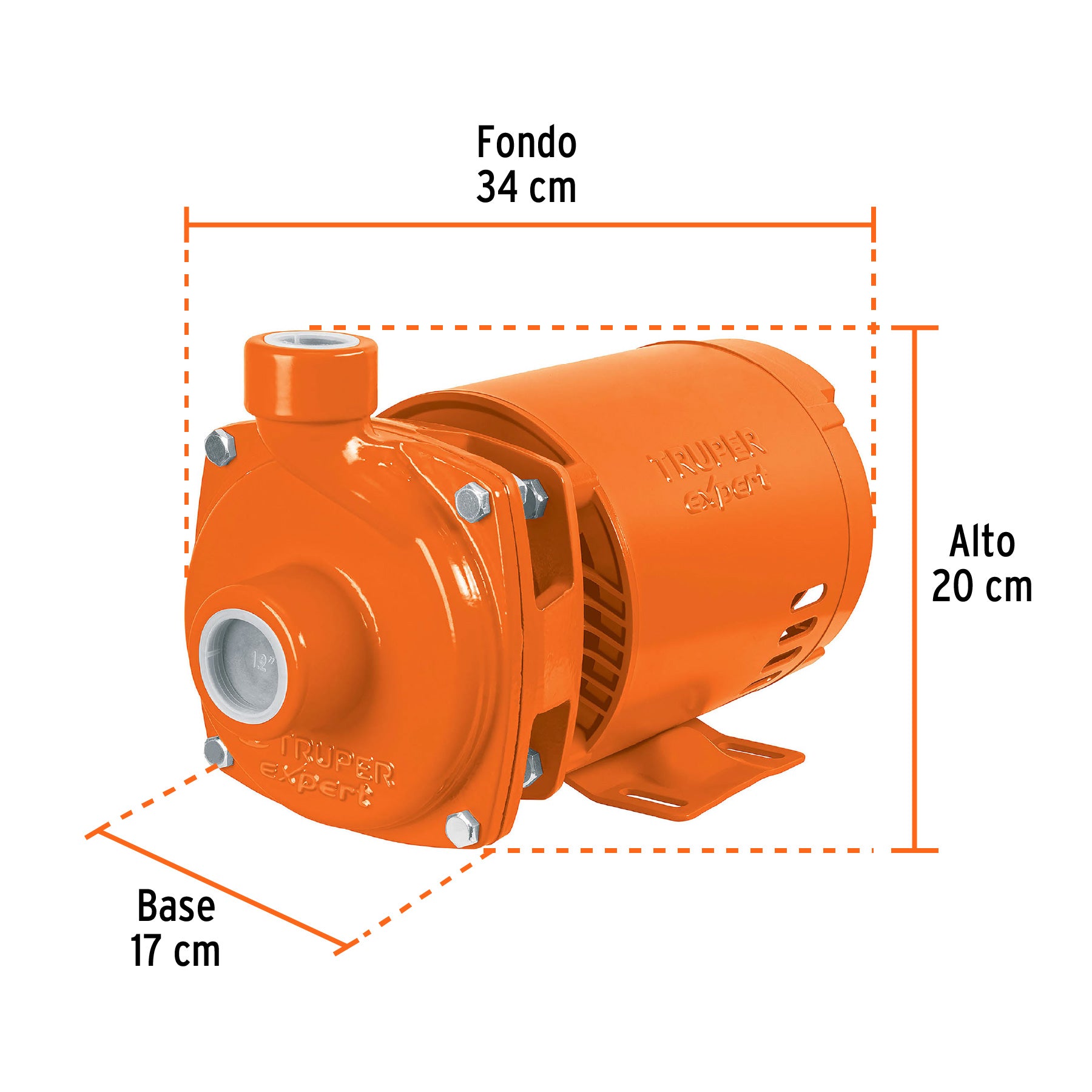Bomba centrífuga para agua, 1/2 HP, TRUPER EXPERT. Modelo: BOAC-1/2AX