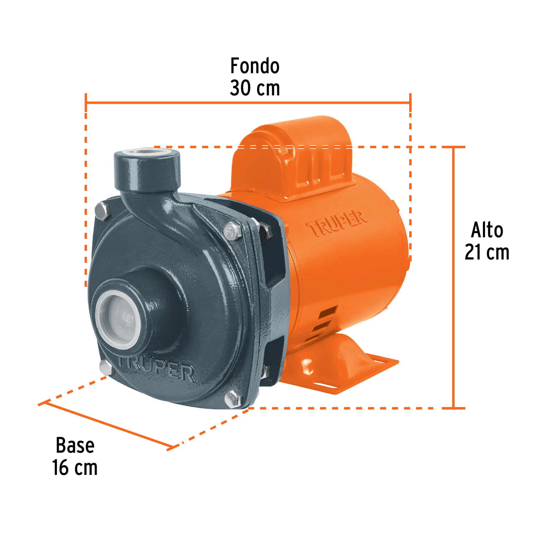Bomba centrífuga para agua, 1/2 HP, TRUPER. Modelo: BOAC-1/2A