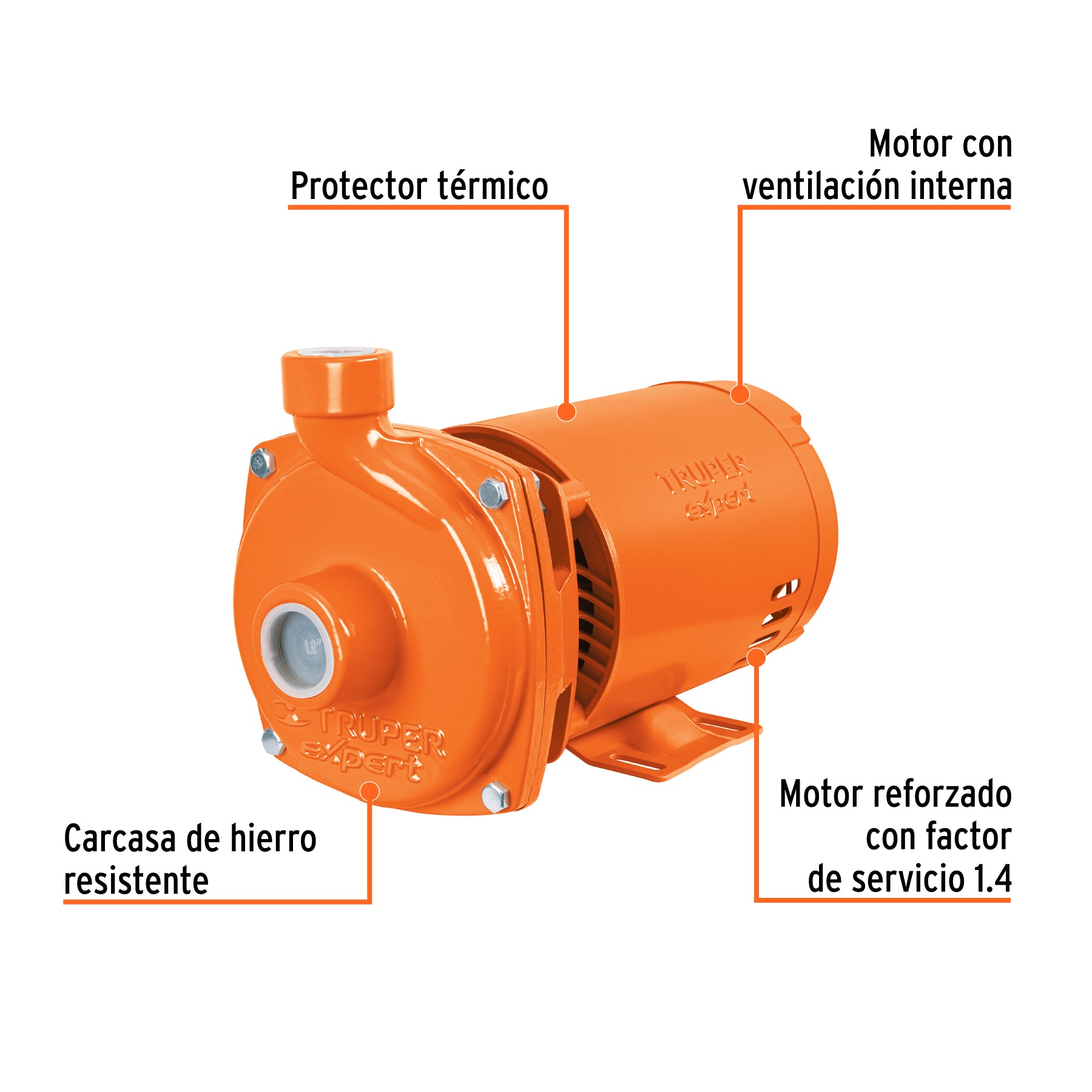 Bomba centrífuga para agua, 1 HP, TRUPER EXPERT. Modelo: BOAC-1AX