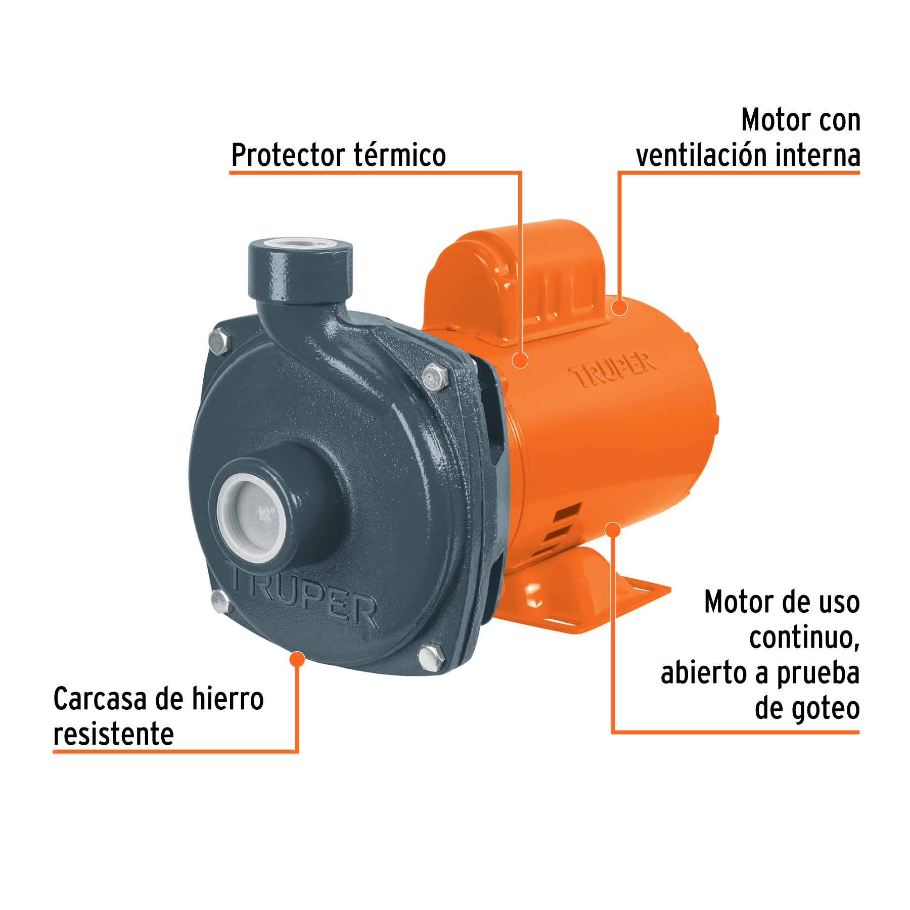 Bomba centrífuga para agua, 1 HP, TRUPER. Modelo: BOAC-1A