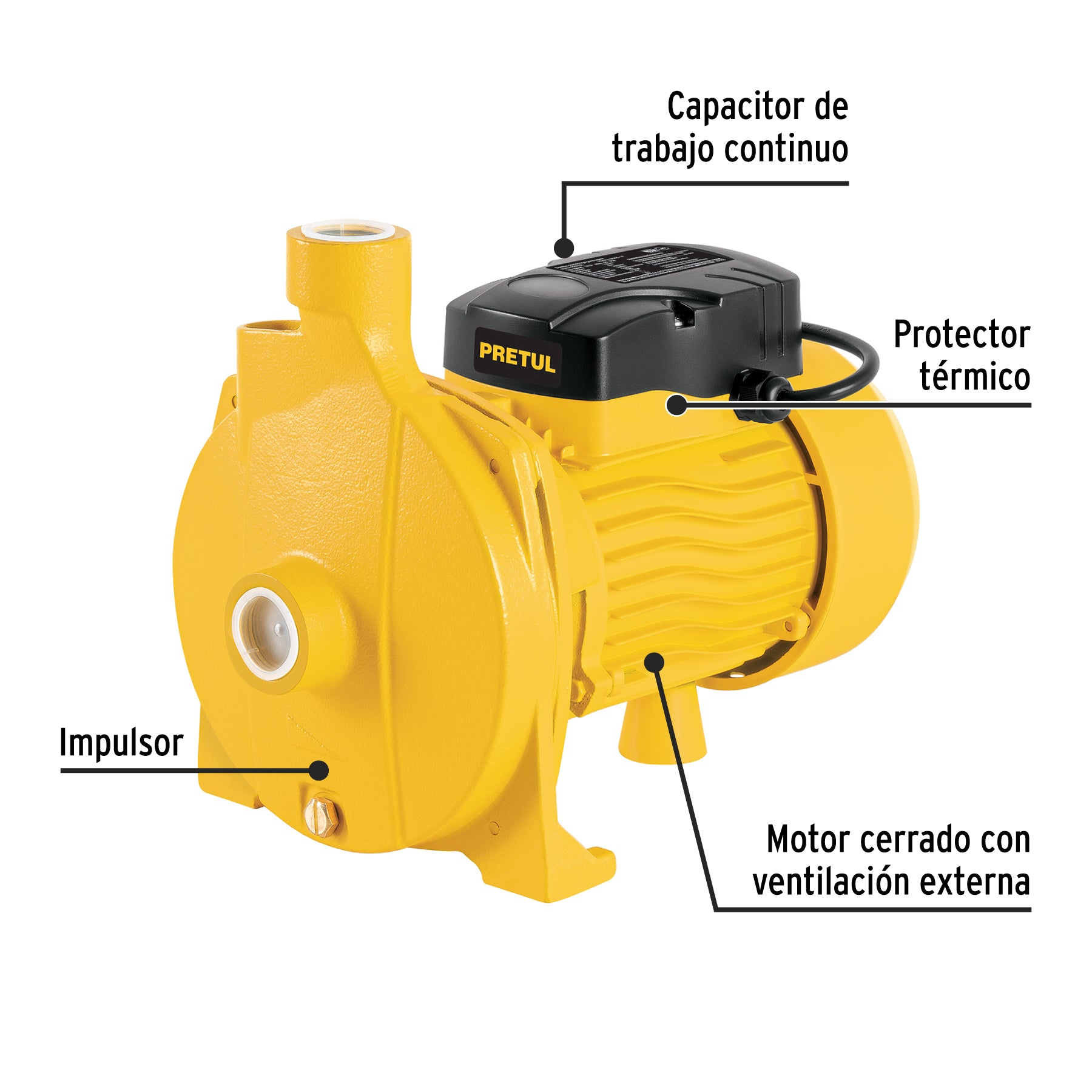 Bomba centrífuga para agua modelo europeo, 1 HP, PRETUL. Modelo: BOAC-1P