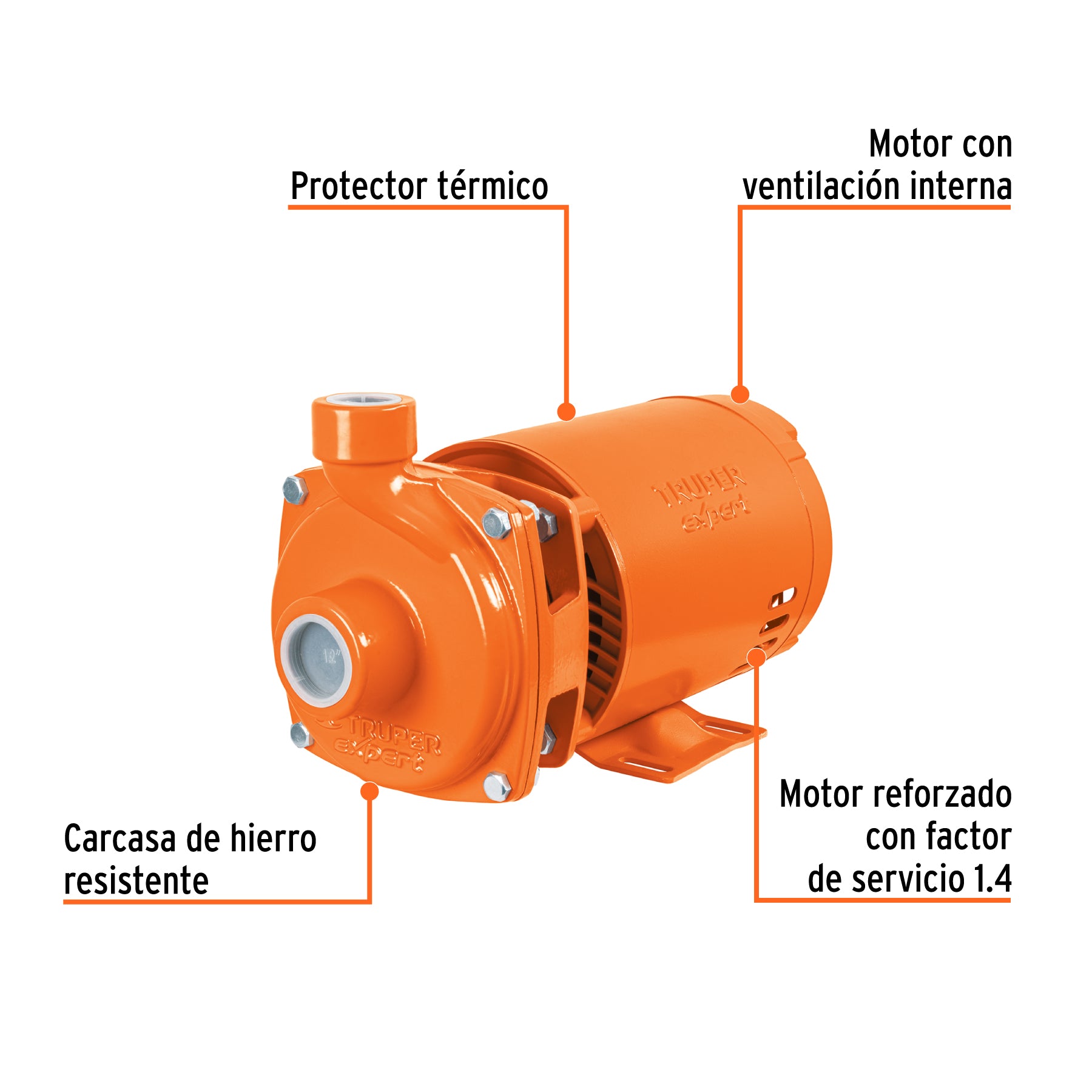 Bomba centrífuga para agua, 3/4 HP, TRUPER EXPERT. Modelo: BOAC-3/4AX