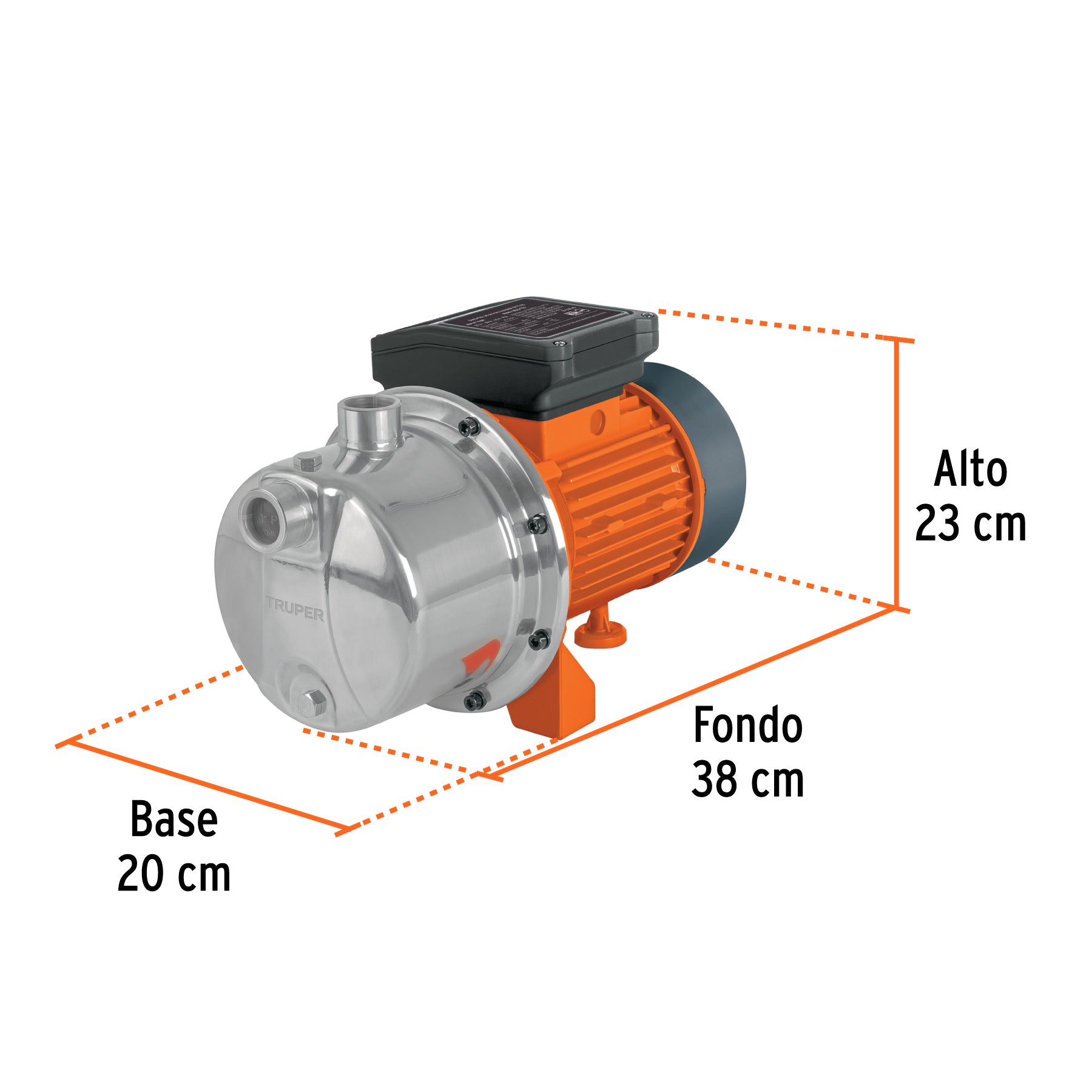 Bomba tipo jet, cabezal de acero inoxidable,1-1/2 HP, TRUPER. Modelo: BOAJ-1-1/2I