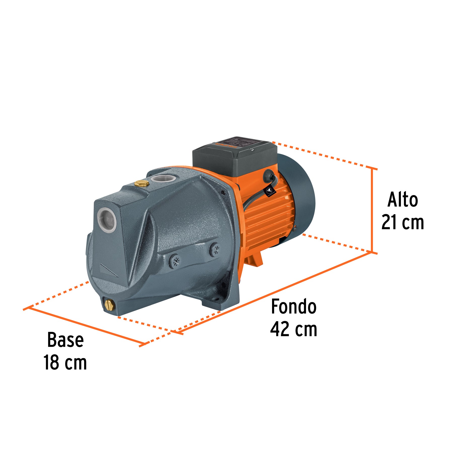 Bomba tipo jet, cabezal de hierro, 1-1/2 HP, TRUPER. Modelo: BOAJ-1-1/2