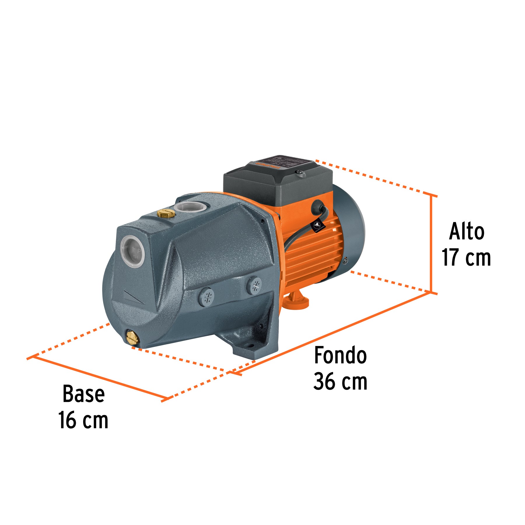 Bomba tipo jet, cabezal de hierro, 1/2 HP, TRUPER. Modelo: BOAJ-1/2