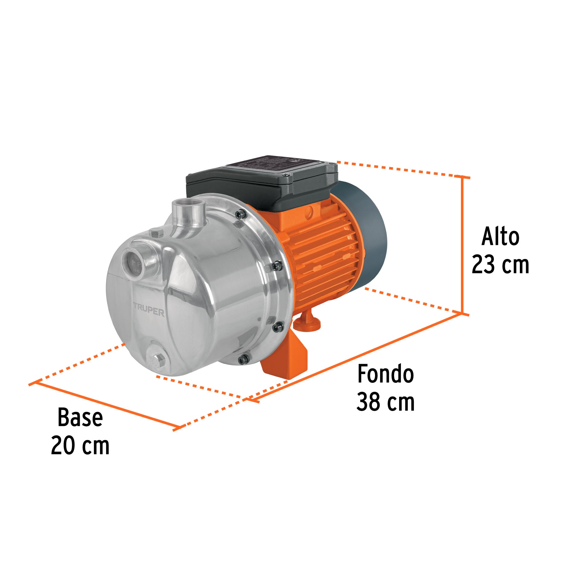 Bomba tipo jet, cabezal de acero inoxidable, 1 HP, TRUPER. Modelo: BOAJ-1I