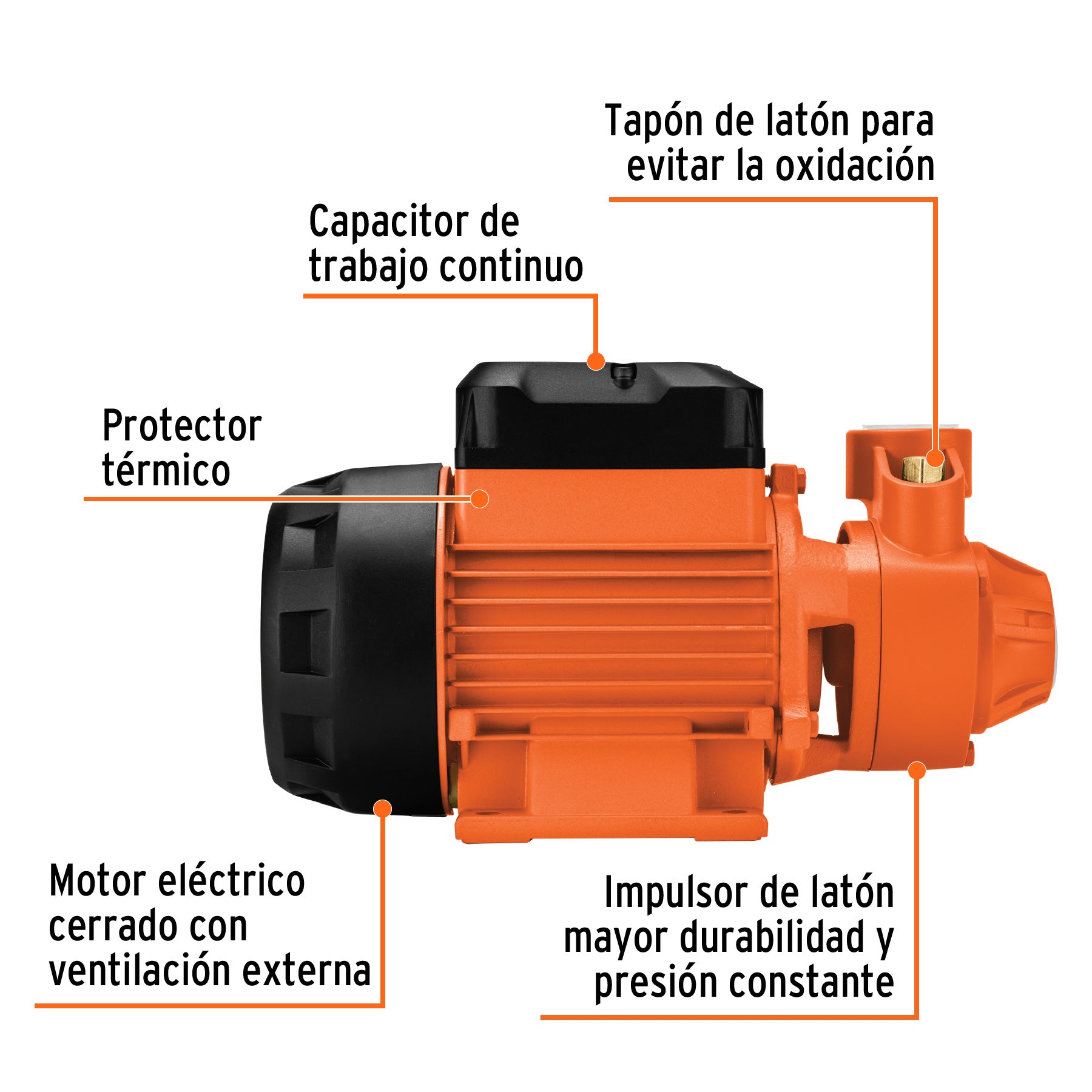 Bomba periférica 1HP, altura máx 70m, uso agrícola, EXPERT. Modelo: BOAP-1