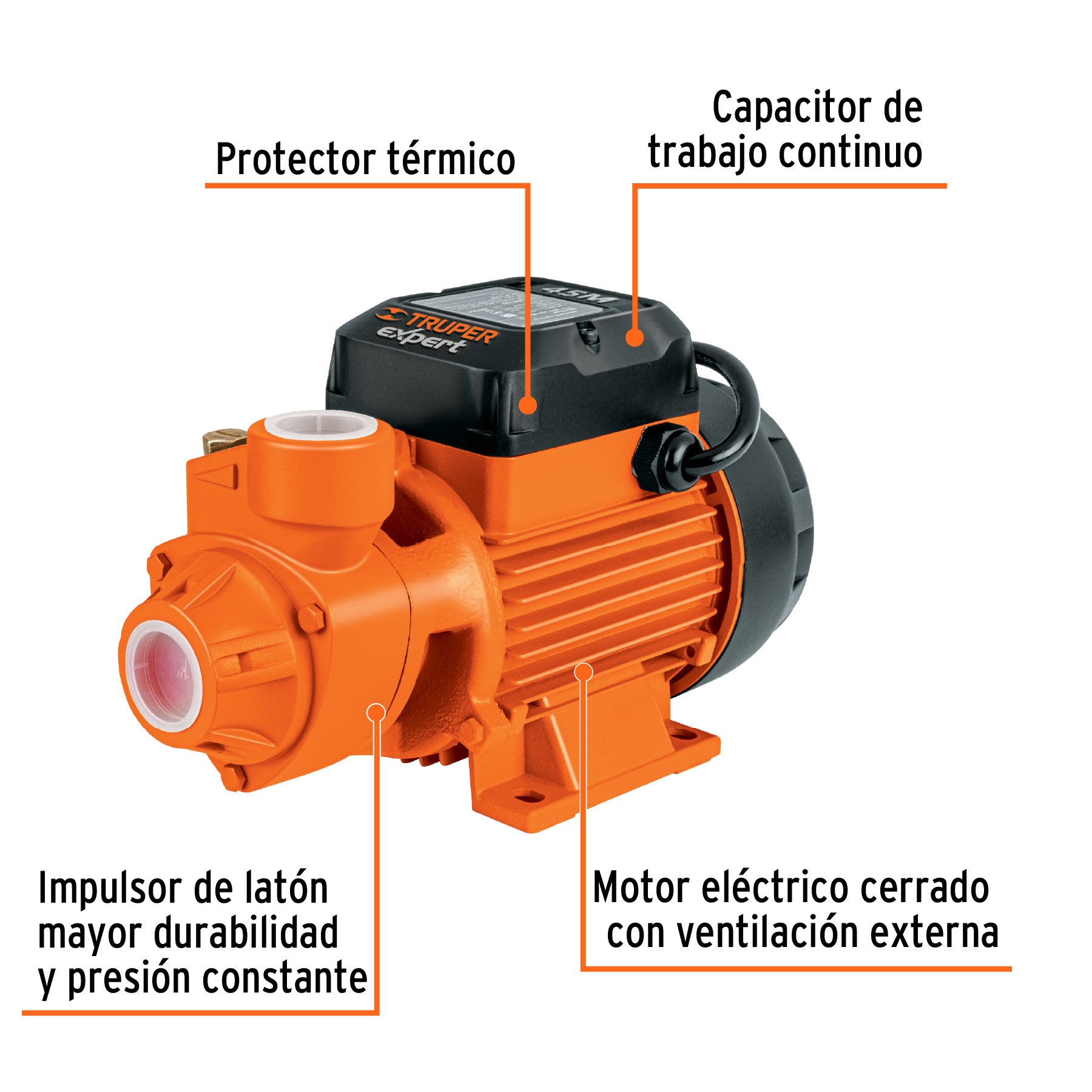 Bomba periférica 3/4HP, altura máx 65m, uso agrícola, EXPERT. Modelo: BOAP-3/4