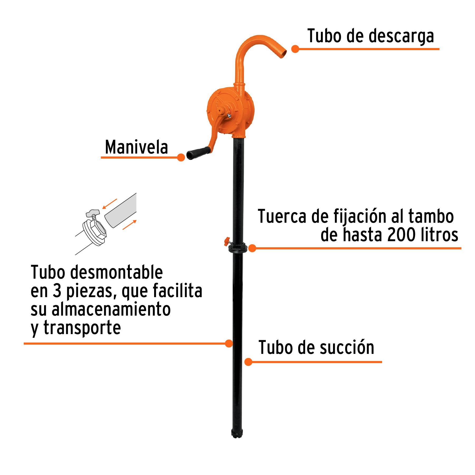 Bomba extractora de aceites con manivela, TRUPER. Modelo: BOMEX-25