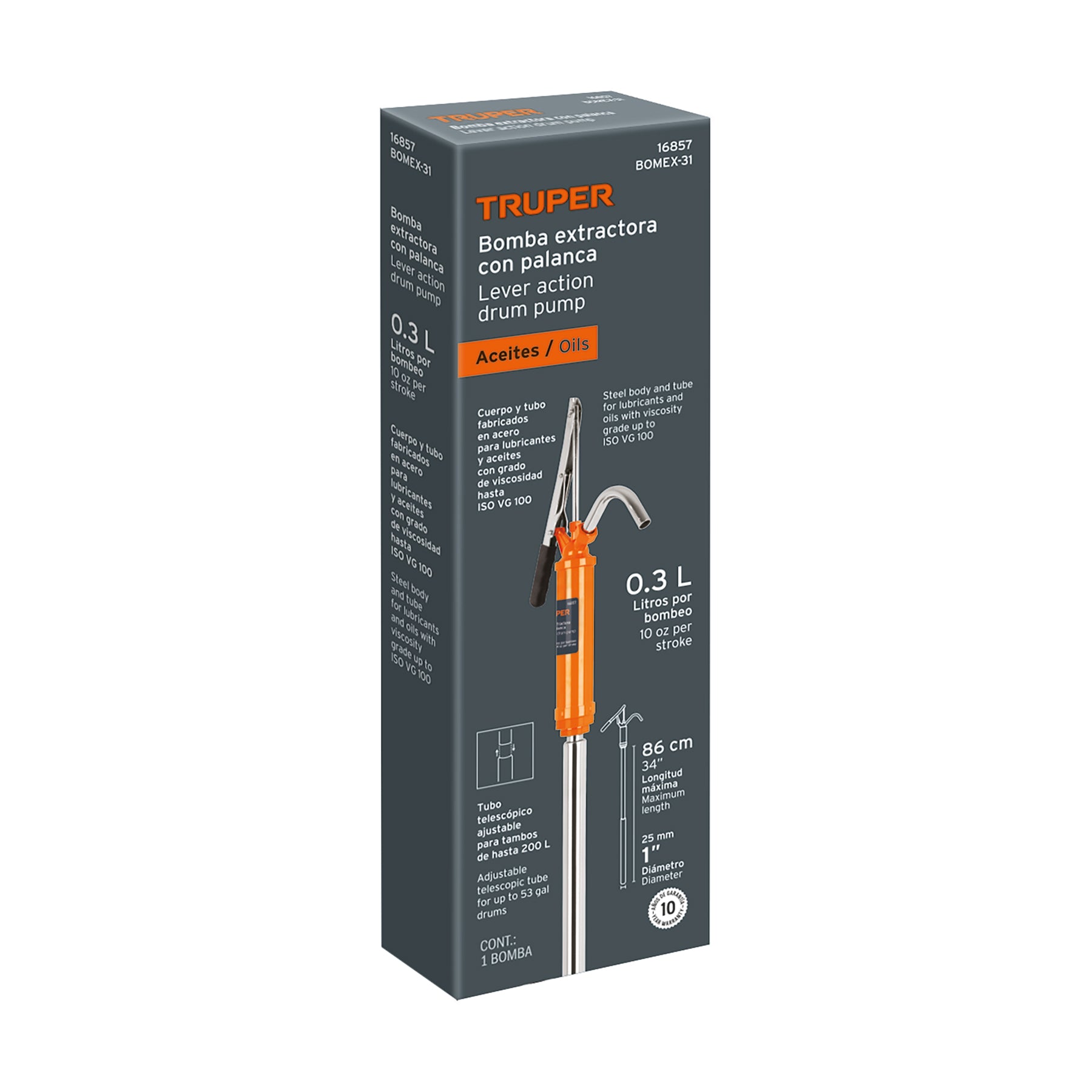 Bomba extractora de aceites con palanca, TRUPER. Modelo: BOMEX-31