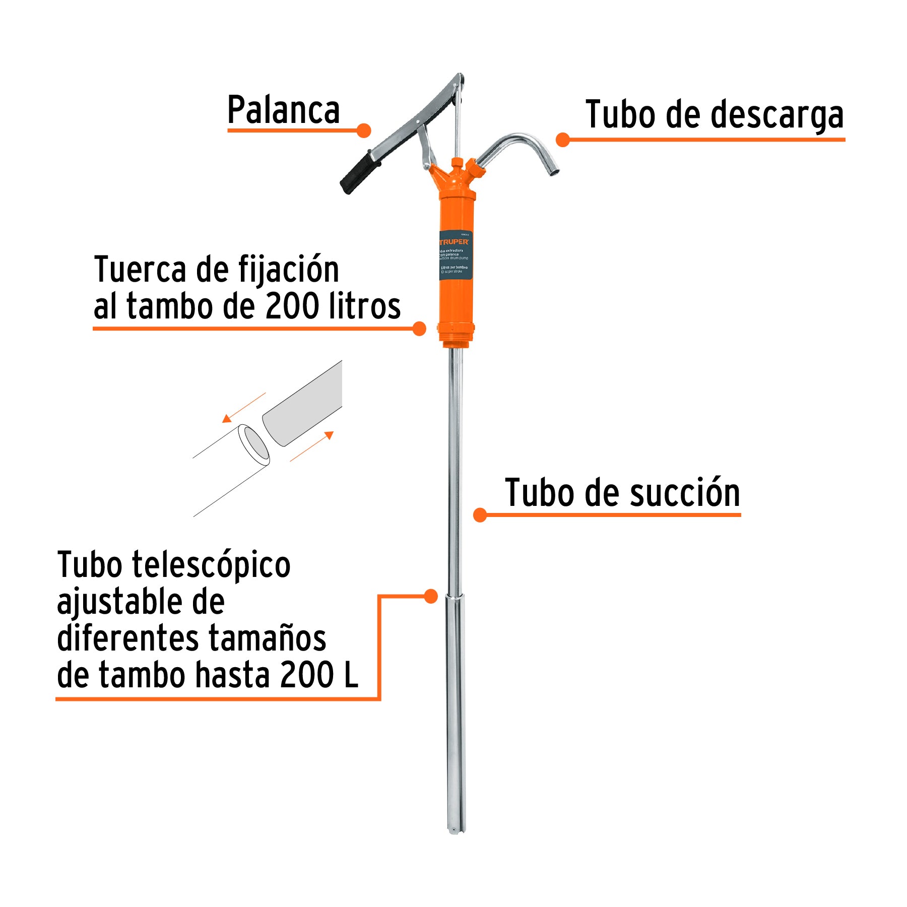 Bomba extractora de aceites con palanca, TRUPER. Modelo: BOMEX-31