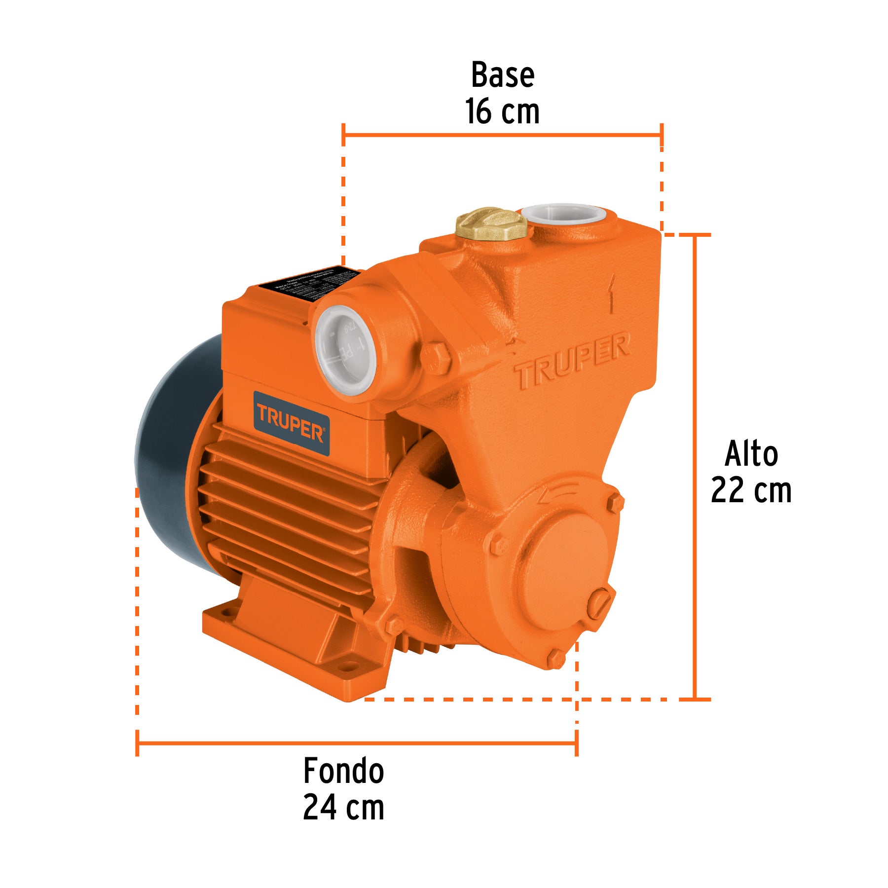 Bomba periférica autocebante 1/2HP, uso agrícola, TRUPER. Modelo: BOPA-1/2