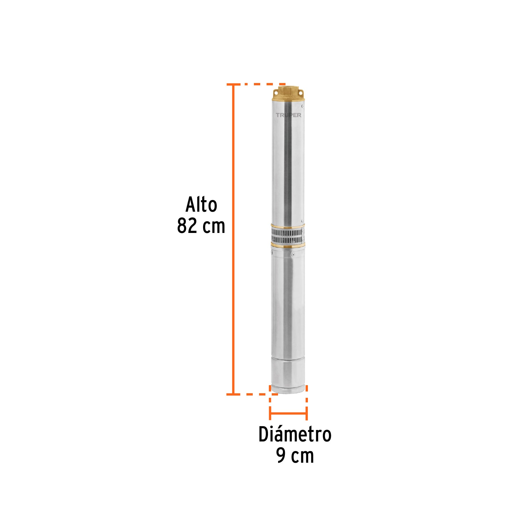 Bomba sumergible tipo bala 4', 1-1/2HP,agrícola, 220V,TRUPER. Modelo: BOS-1-1/2LM-2