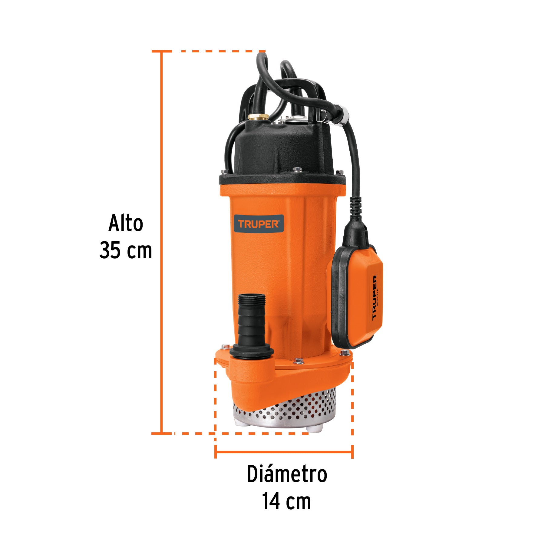 Bomba sumergible hierro fundido, agua limpia, 1/2 HP, TRUPER. Modelo: BOS-1/2LH