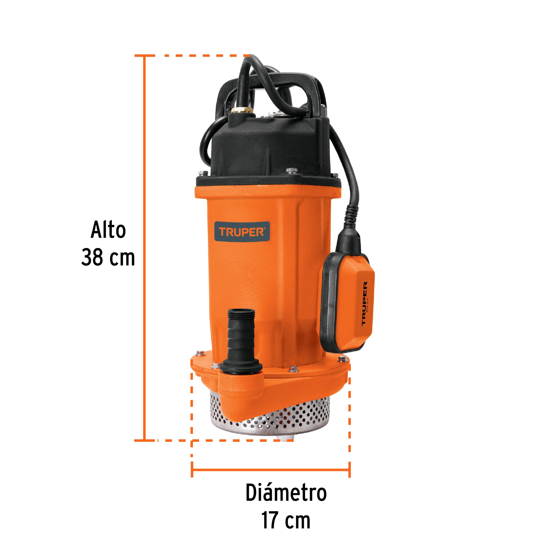 Bomba sumergible hierro fundido, agua limpia, 1 HP, TRUPER. Modelo: BOS-1LH