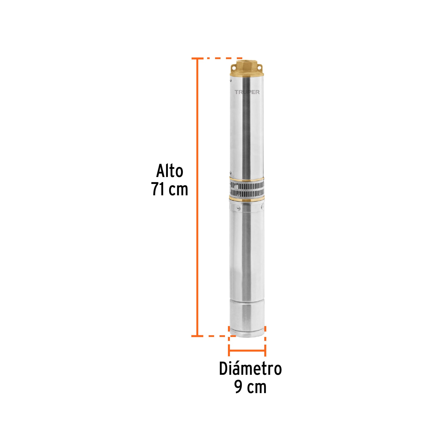 Bomba sumergible tipo bala 4', 1HP,uso agrícola, 220V,TRUPER. Modelo: BOS-1LM-2