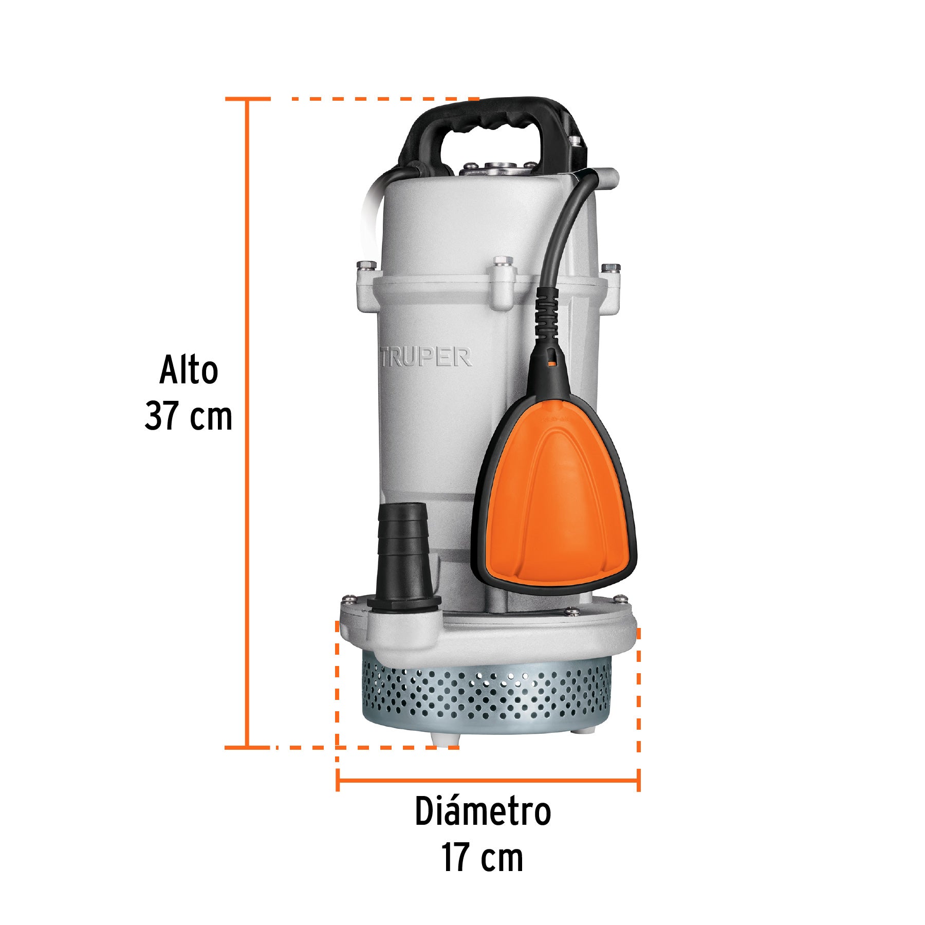 Bomba sumergible cubierta aluminio,agua limpia, 1 HP, TRUPER. Modelo: BOS-1LPX