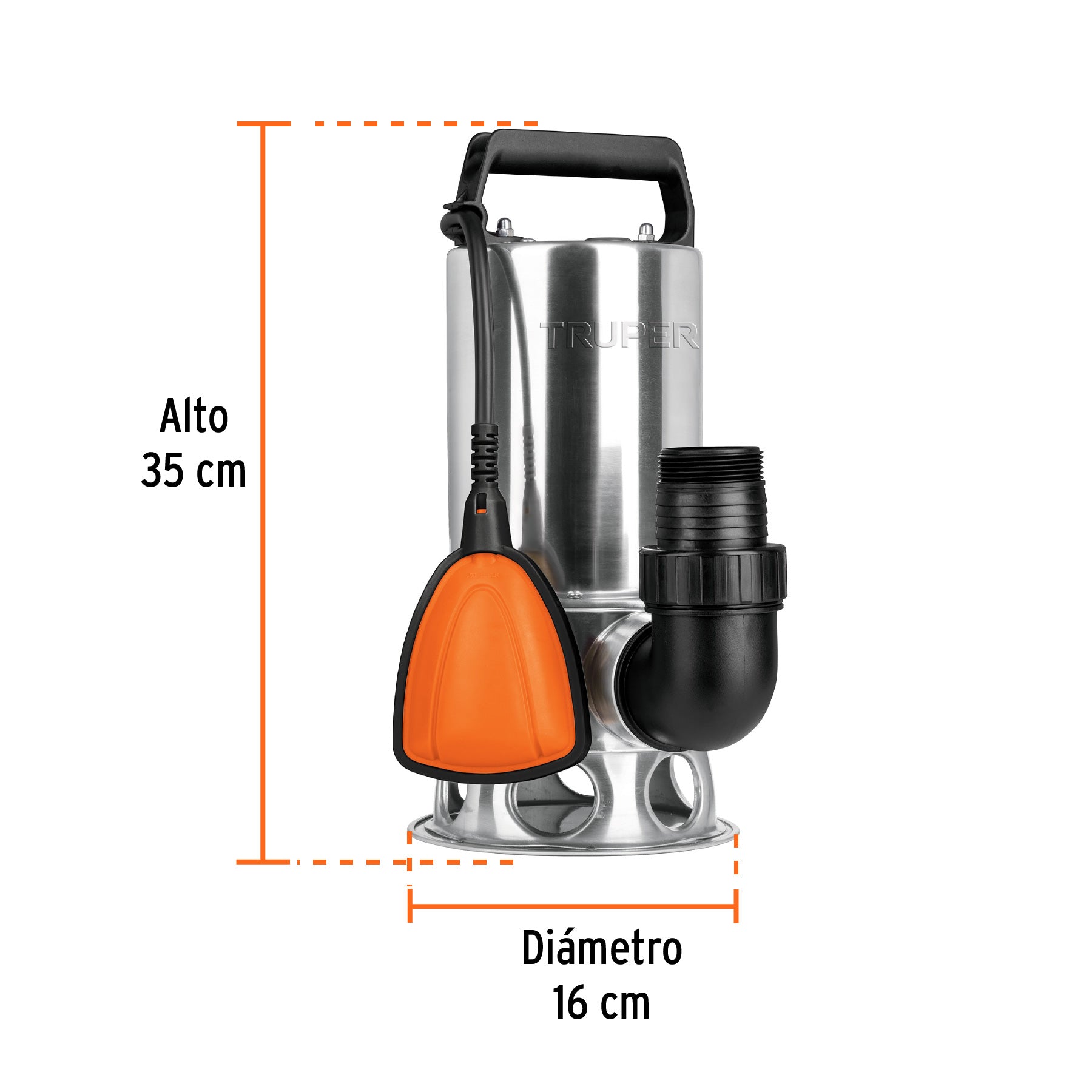 Bomba sumergible acero inoxidable, agua sucia, 1 HP, TRUPER. Modelo: BOS-1SM