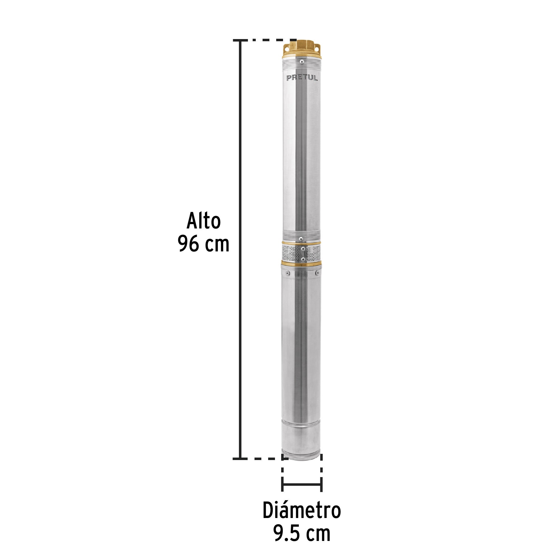 Bomba sumergible tipo bala 4', 2HP, uso agrícola, PRETUL. Modelo: BOS-2LMP