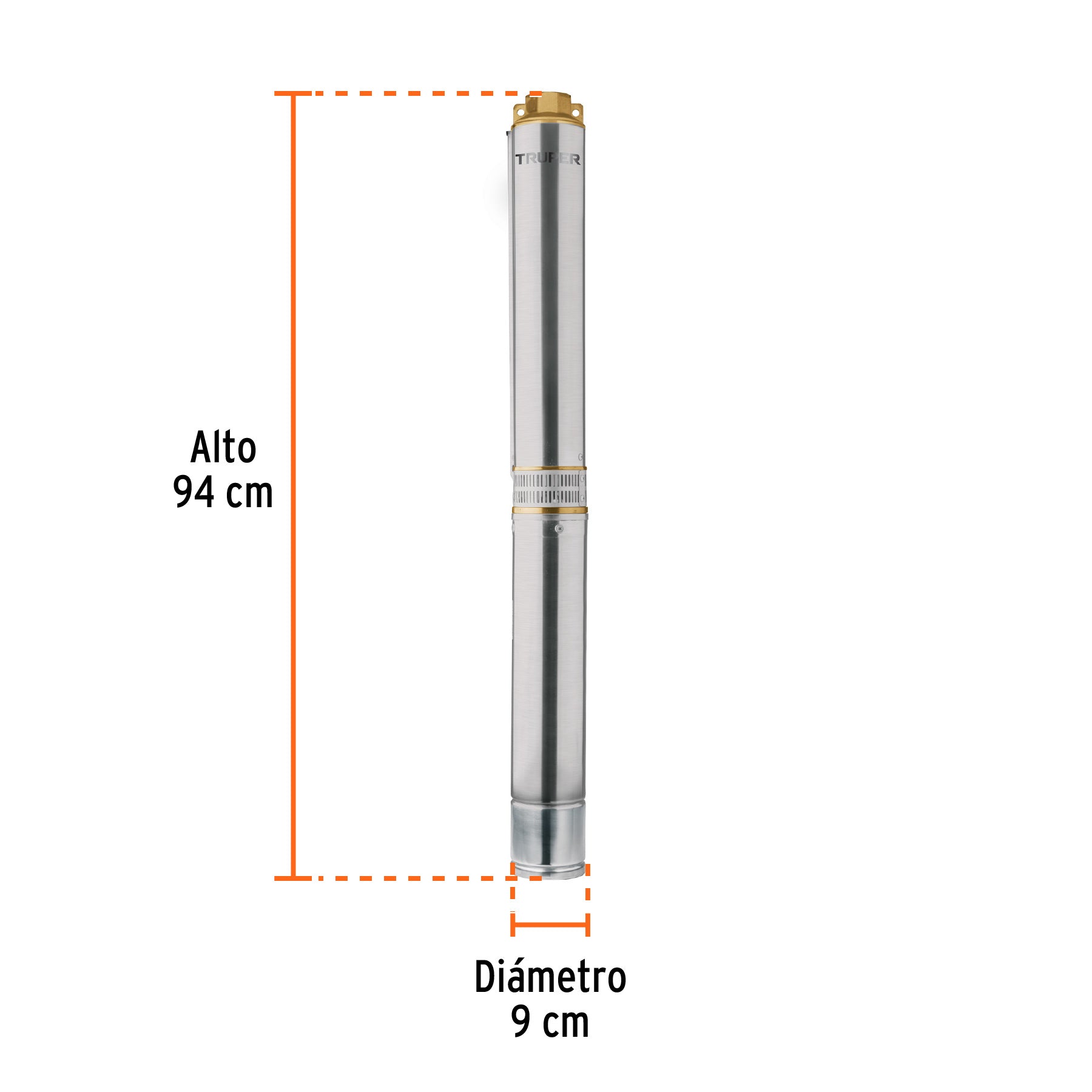 Bomba sumergible tipo bala 4', 2HP, uso agrícola, TRUPER. Modelo: BOS-2LM