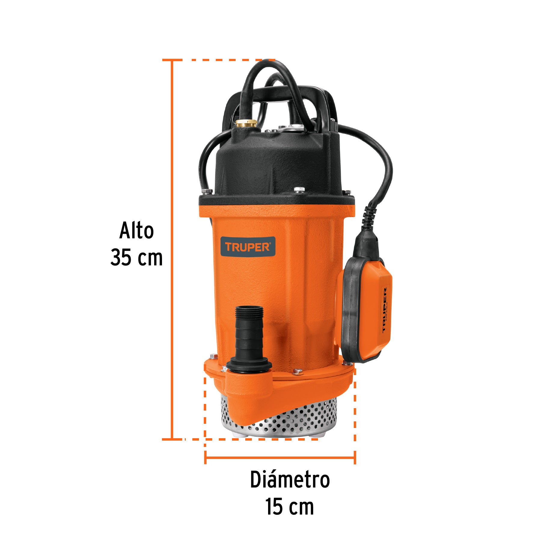 Bomba sumergible hierro fundido, agua limpia, 3/4 HP, TRUPER. Modelo: BOS-3/4LH