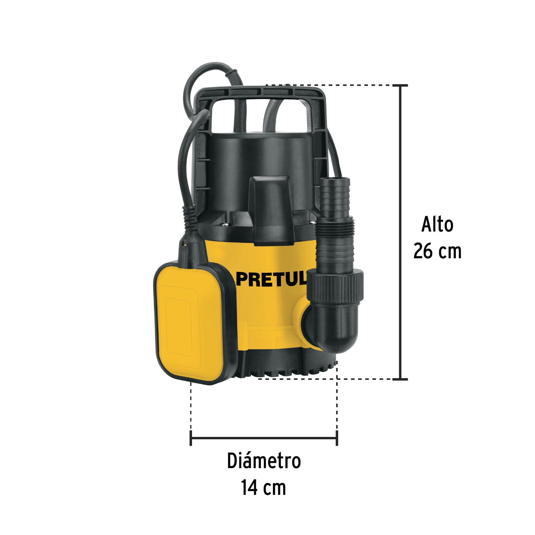 Bomba sumergible plástica, 3/4 HP para agua limpia, PRETUL. Modelo: BOS-3/4LPP