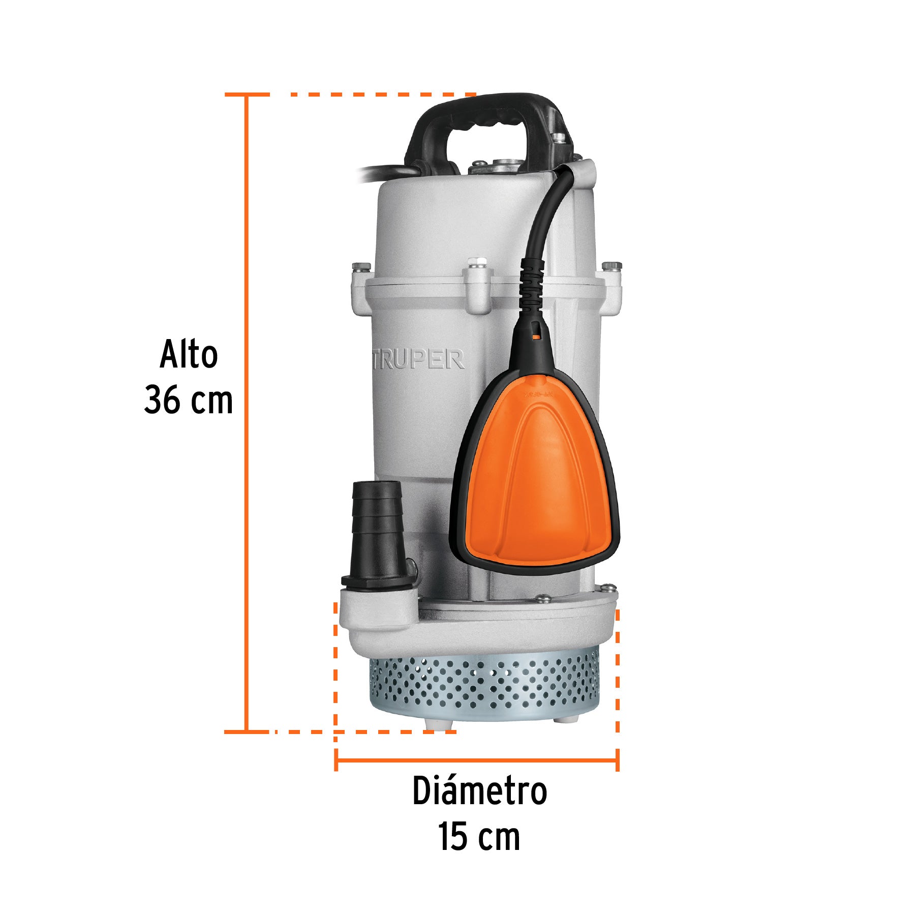 Bomba sumergible cubierta aluminio,agua limpia,3/4HP, TRUPER. Modelo: BOS-3/4LPX