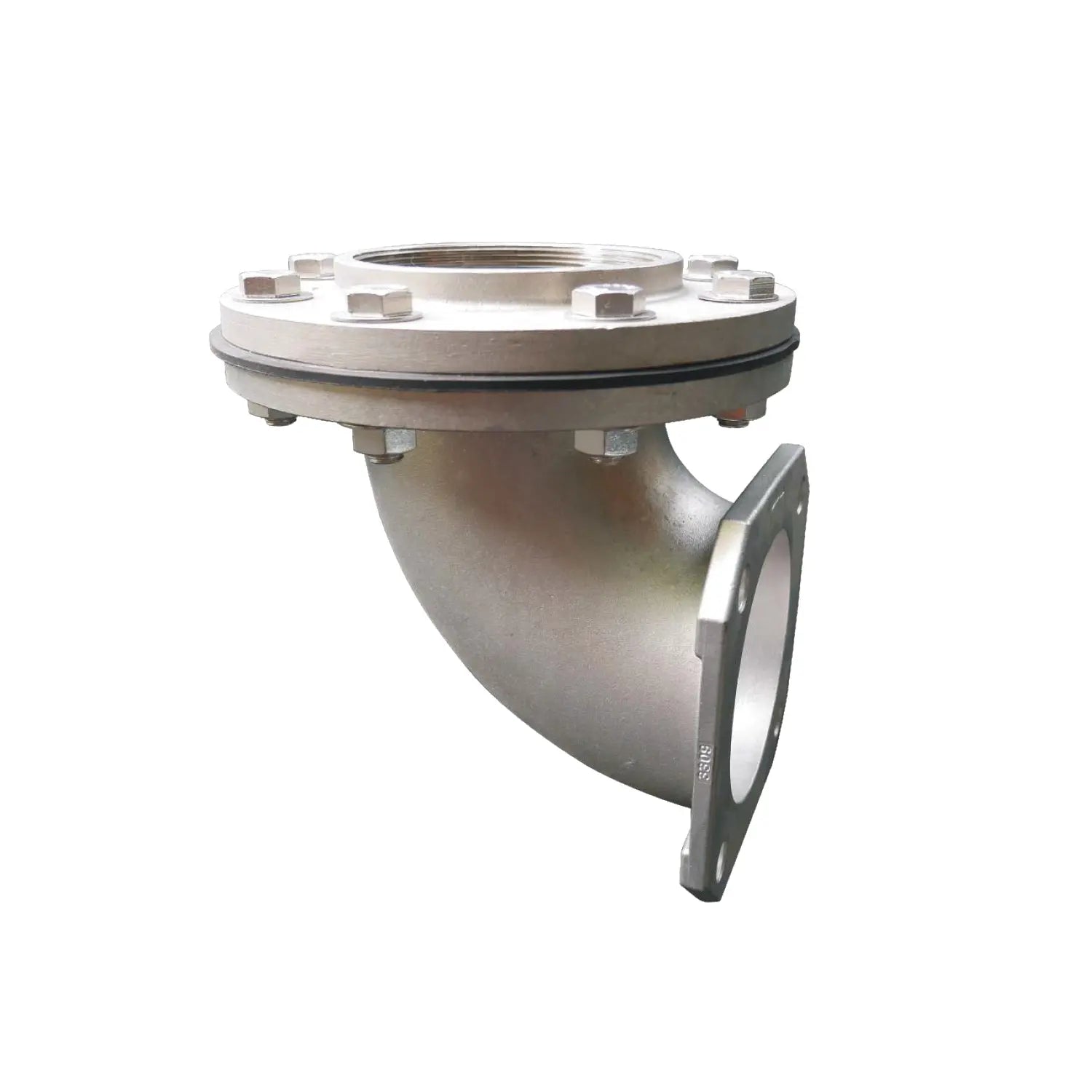 Codo descarga 4" en acero inox. Marca EVANS. Modelo: CDSV4-I