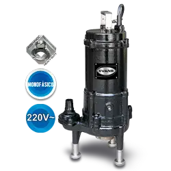 Bomba sumergible para aguas residuales 2 HP 220 V monofásico 120 LPM Marca EVANS. Modelo: GD1ME200G