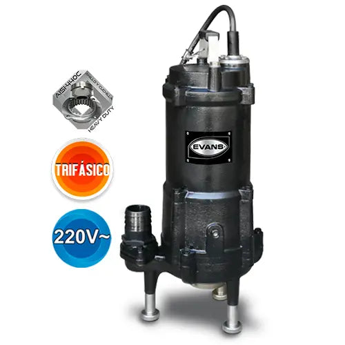 Bomba sumergible para aguas residuales 5 HP 220 V trifásico 240 LPM Marca EVANS. Modelo: GD2ME0500G