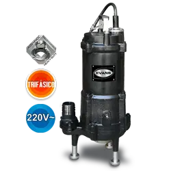 Bomba sumergible para aguas residuales 5 HP 220 V trifásico 240 LPM Marca EVANS. Modelo: GD2ME0500G