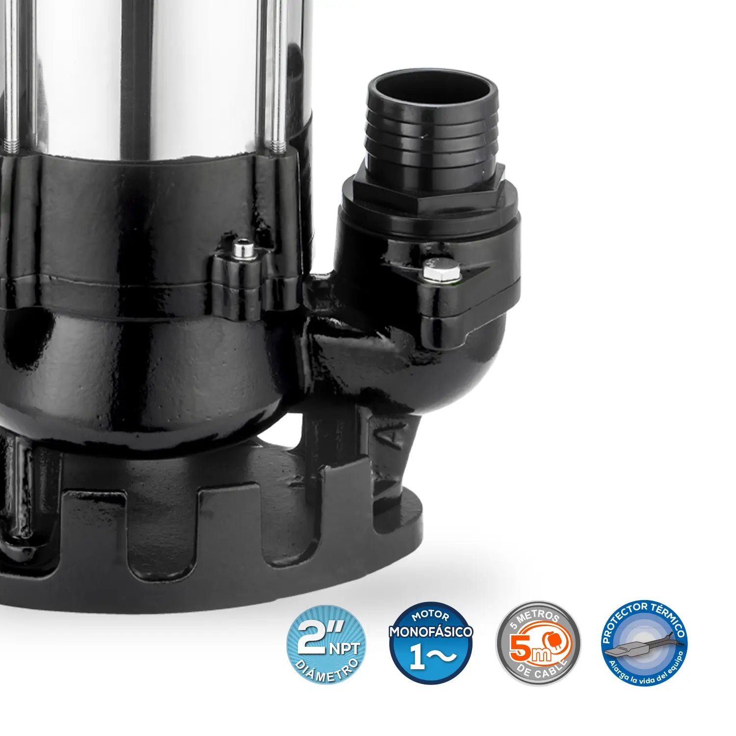 Bomba sumergible para aguas residuales 3/4 HP 115 V monofásico. Marca EVANS. Modelo: SAS2ME075F