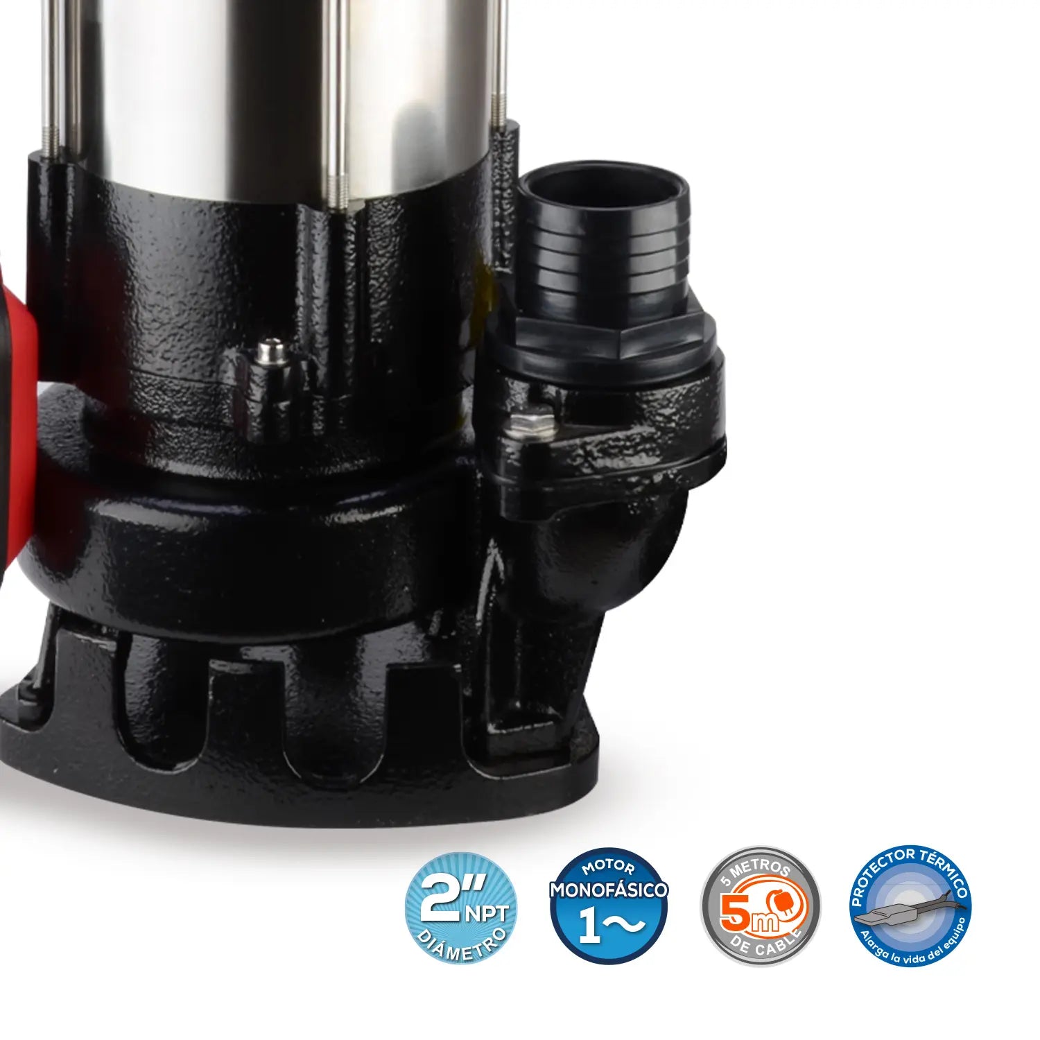 Bomba sumergible para aguas residuales 1 HP 115 V monofásico. Marca EVANS. Modelo: SAS2ME100F