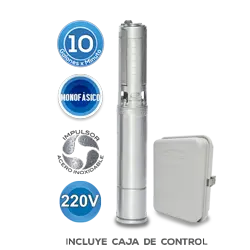 Equipo de Riego 10GPM Inox 2HP 85 LPM 220 V monofásico Marca EVANS. Modelo: SD410ME200G3I