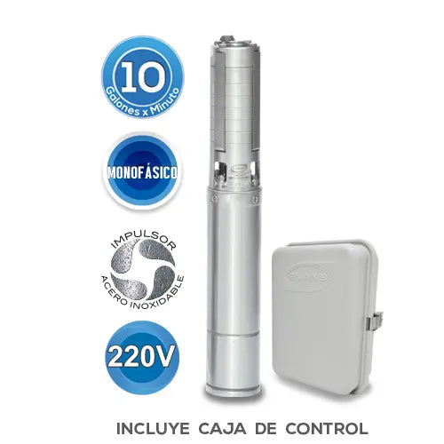 Equipo de Riego 10GPM Inox 3HP 85 LPM 220 V monofásico Marca EVANS. Modelo: SD410ME300G3I