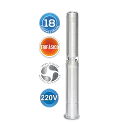 Equipo de Riego 18GPM Inox 3HP 105 LPM 220 V trifásico Marca EVANS. Modelo: SD418ME0300GI