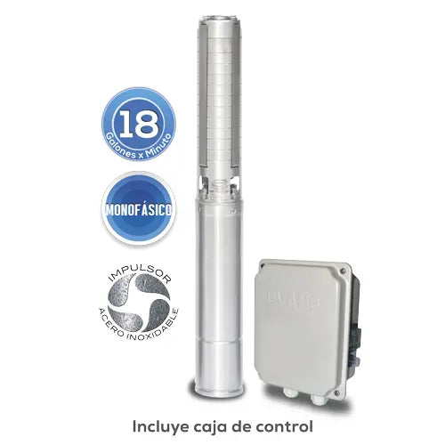 Equipo de Riego 18GPM Inox 2HP 105 LPM 220 V monofásico Marca EVANS. Modelo: SD418ME200G3I