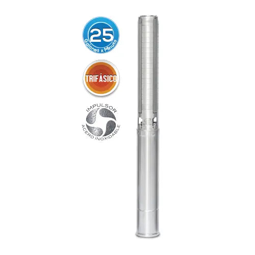 Equipo de Riego 25GPM Inox 1.5HP 158 LPM 220 V trifásico Marca EVANS. Modelo: SD425ME0150GI