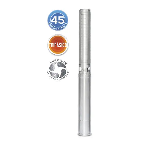 Equipo de Riego 25GPM Inox 7.5HP 165 LPM 220 V trifásico Marca EVANS. Modelo: SD425ME0750GI