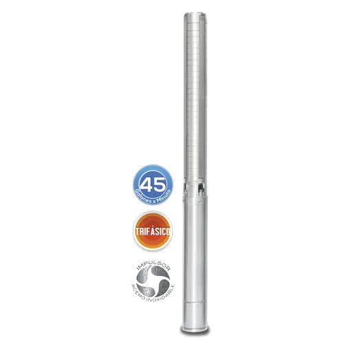 Equipo de Riego 45GPM Inox 5HP 250 LPM 220 V trifásico Marca EVANS. Modelo: SD445ME0500GI